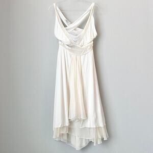 Vintage Y2K Bebe XS White Layered Silk Midi Dress Bridal Cottagecore Fairy RARE